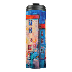 Panorama of street with colourful homes. Impressio Thermal Tumbler