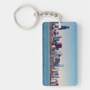 Panorama of the Chicago skyline Key Ring