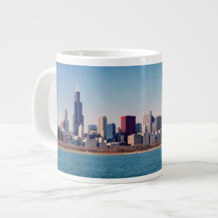 Panorama of the Chicago skyline Large Coffee Mug
