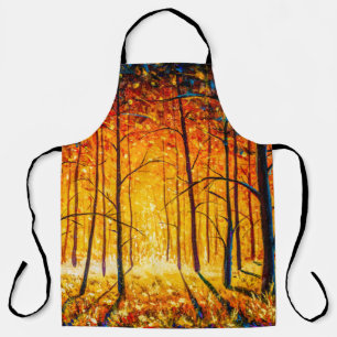 Panorama orange autumn sunny warm park alley fores apron