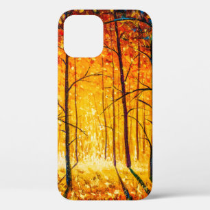 Panorama orange autumn sunny warm park alley fores iPhone 12 case