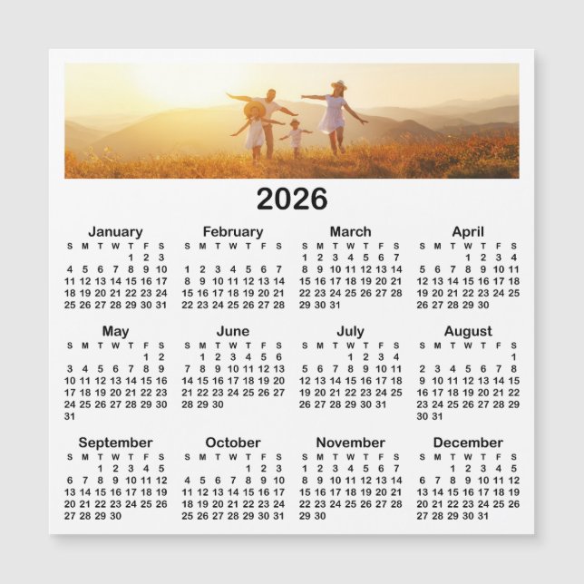 Panorama Photo Black 2026 Magnetic Calendar (Front)