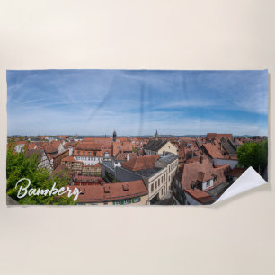 Panorama view of old town from above in Bamberg Beach Towel