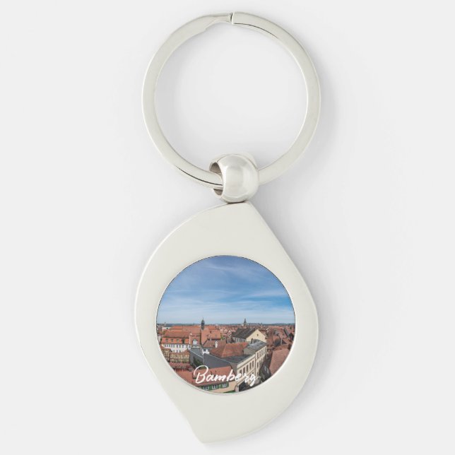 Panorama view of old town from above in Bamberg Key Ring (Front)