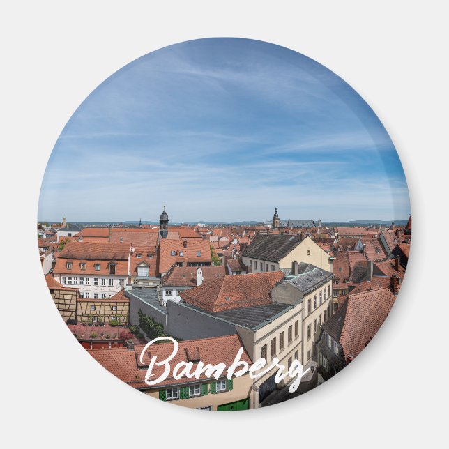 Panorama view of old town from above in Bamberg Magnet (Front)