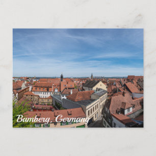 Panorama view of old town from above in Bamberg Postcard