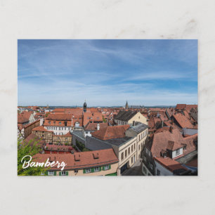 Panorama view of old town from above in Bamberg Postcard