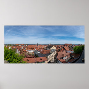 Panorama view of old town from above in Bamberg Poster