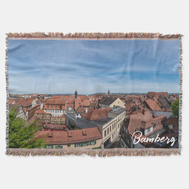 Panorama view of old town from above in Bamberg Throw Blanket (Front)