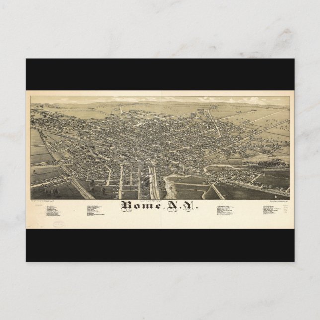 Panorama View of Rome New York (1886) Postcard (Front)