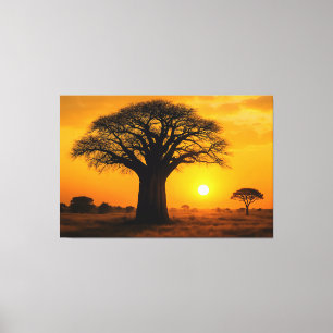 Panorama zur goldenen Stunde am Baobab-Baum Canvas Print