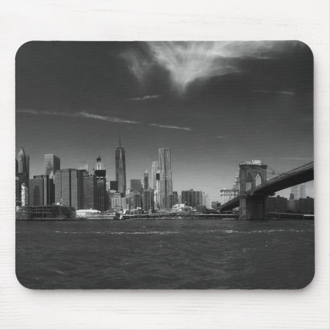 Panoramic Black White Brooklyn Mouse Mat (Front)