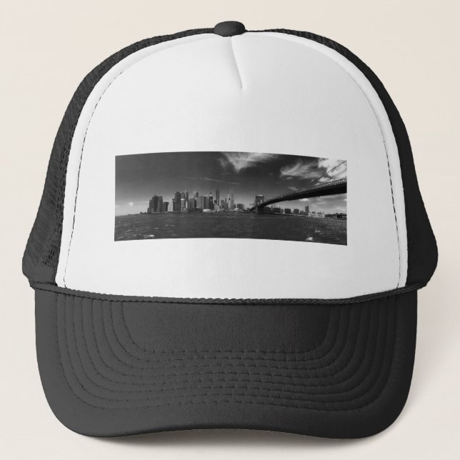 Panoramic Black White Brooklyn Trucker Hat (Front)