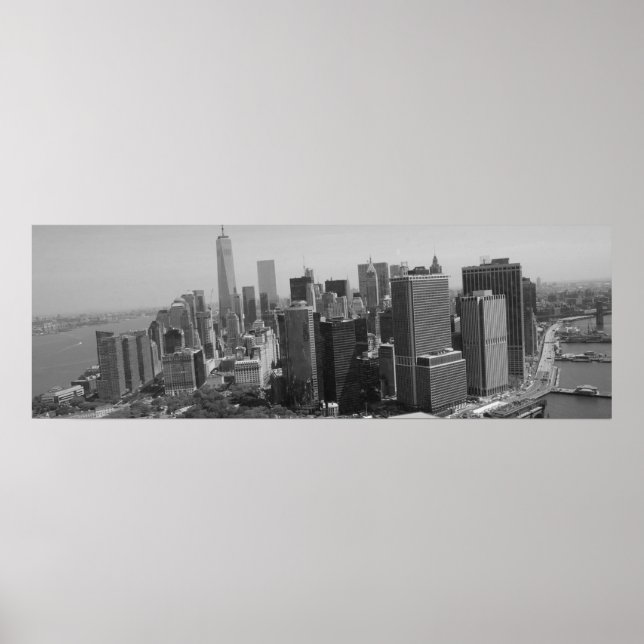 Panoramic Black White New York Skyline Poster (Front)