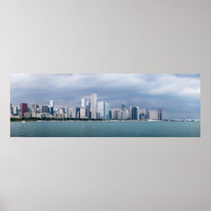 Panoramic Chicago Skyline Pictures Poster
