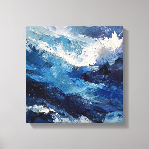 Panoramic Expressionist Ocean Wave Canvas Print