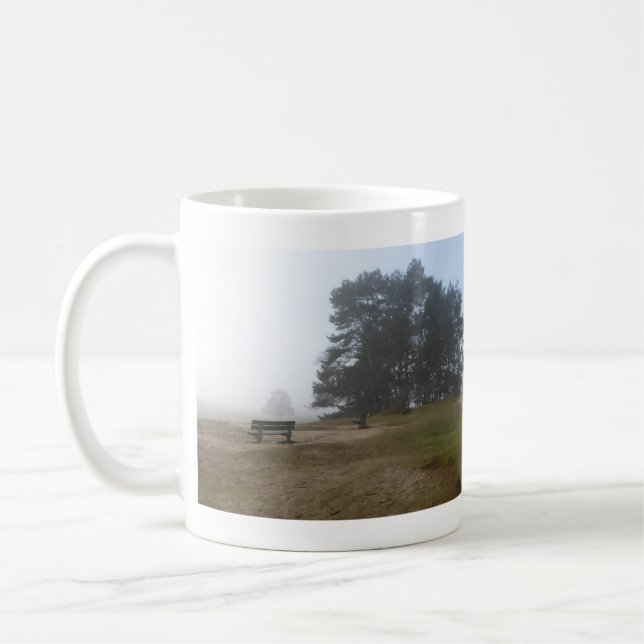 Panoramic Heathland in Fog Mug (Left)