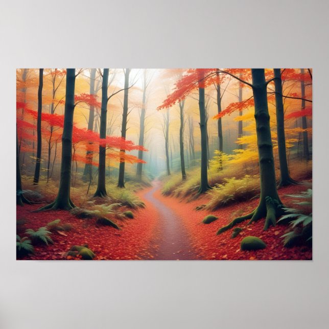 Panoramic Landscape Autumn Forest Nature Tranquil  Poster (Front)