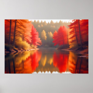 Panoramic Landscape Forest Lake Nature Tranquil Poster