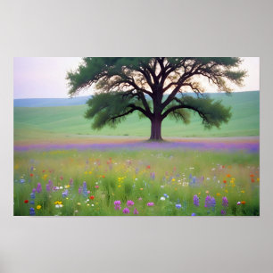 Panoramic Landscape Meadow Nature Tranquil Scenery Poster