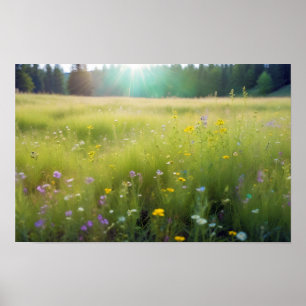 Panoramic Landscape Meadow Nature Tranquil Scenery Poster