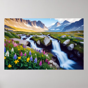 Panoramic Landscape Meadow Valley Nature Tranquil Poster