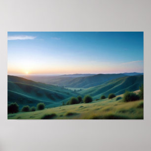 Panoramic Landscape Mountains Valley Nature Forest Poster