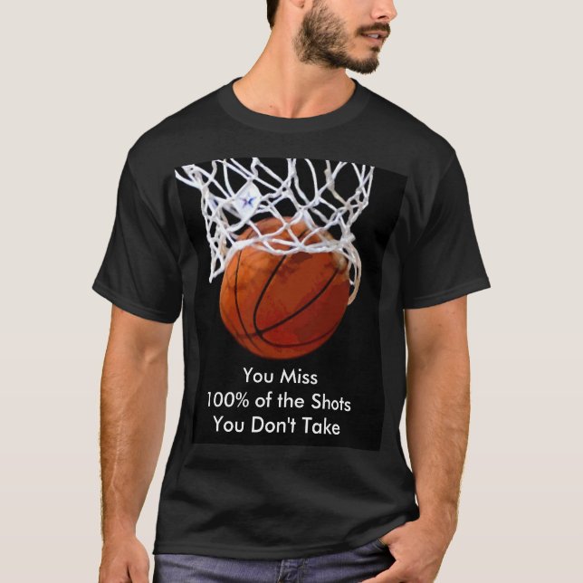 Panoramic Motivational Quote Basketball T-Shirt (Front)