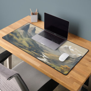 Panoramic mountain scenery desk mat