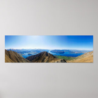 Panoramic mountain view New Zealand Roy's Peak Poster
