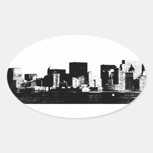 Panoramic New York City Oval Sticker