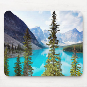 Panoramic of Moraine Lake Valley of Ten Peaks Mouse Mat