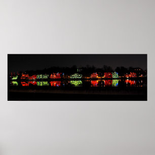 Panoramic photo of Boathouse Row at Christmas Poster