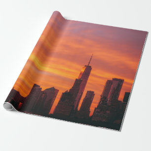 PANORAMIC PHOTOGRAPHY OF SUNSET AT THE CITY WRAPPING PAPER