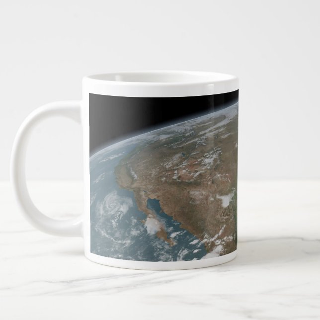 Panoramic Planet Earth And The Us. 2 Large Coffee Mug (Left)