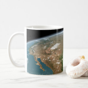 Panoramic Planet Earth And The Us. Coffee Mug