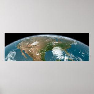 Panoramic Planet Earth And The Us. Poster