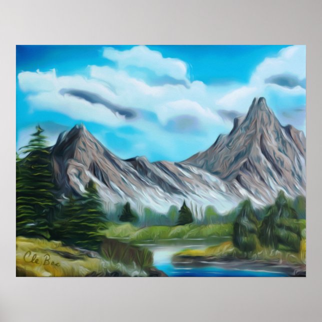 Panoramic Rocky Mountain Art Poster (Front)