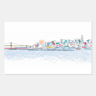 Panoramic San Franciso, CA Rectangular Sticker