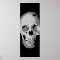 Panoramic Skull Poster - Black & White Pop Art, Fa