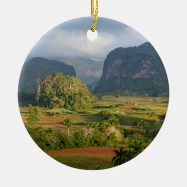 Panoramic valley landscape, Cuba Ceramic Tree Decoration (Front)