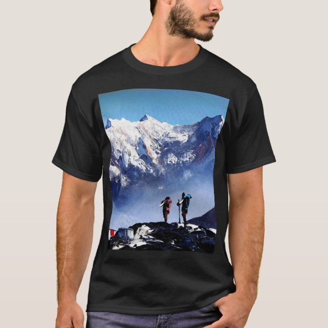 Panoramic View Of Ama Dablam Peak Everest Mountain T-Shirt (Front)