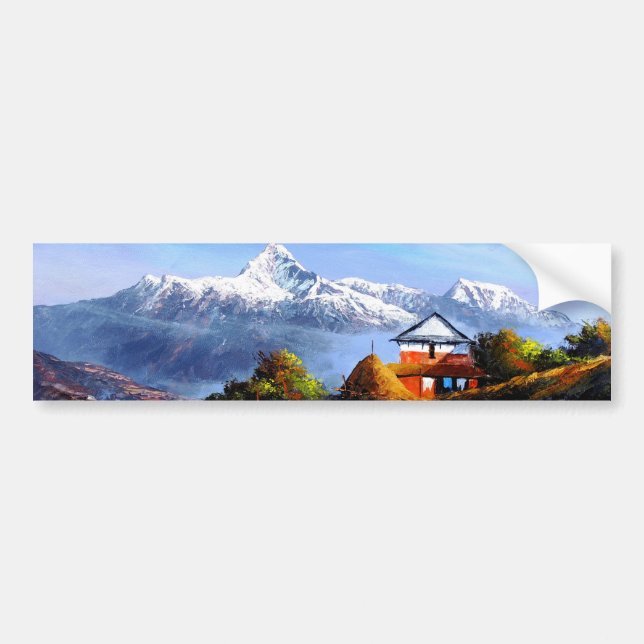 Panoramic View Of Beautiful Everest Mountain Bumper Sticker (Front)
