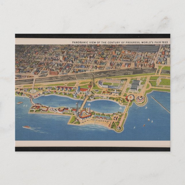 Panoramic View of Chicago Illinois World Fair 1933 Postcard (Front)