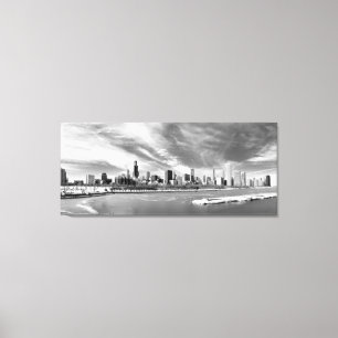 Panoramic view of Chicago skyline in winter Canvas Print