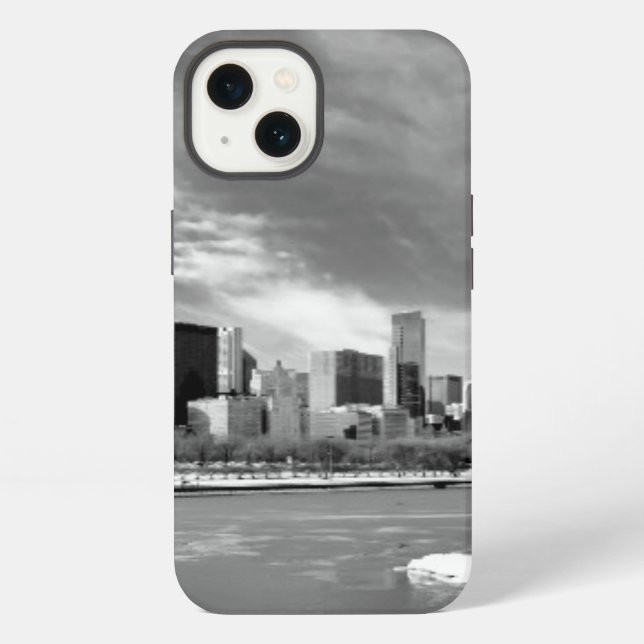 Panoramic view of Chicago skyline in winter iPhone Case (Back)