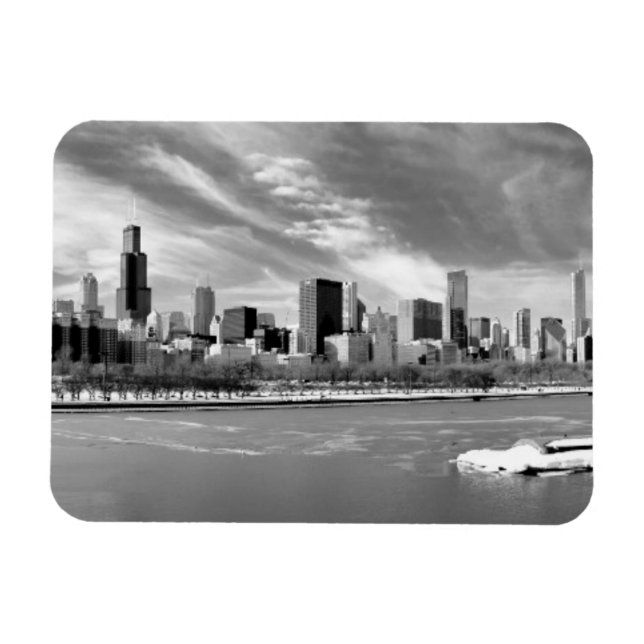 Panoramic view of Chicago skyline in winter Magnet (Horizontal)