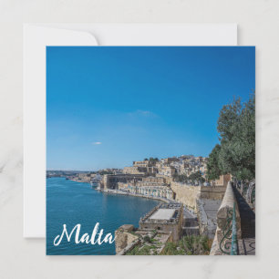 Panoramic view of city wall and harbor in Valletta