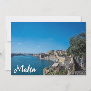 Panoramic view of city wall and harbor in Valletta
