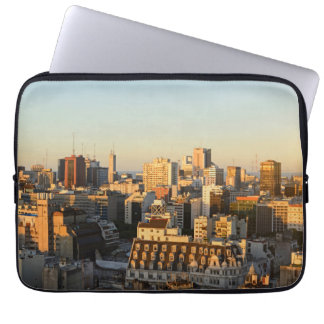Panoramic View Of Cityscape At Dusk Laptop Sleeve